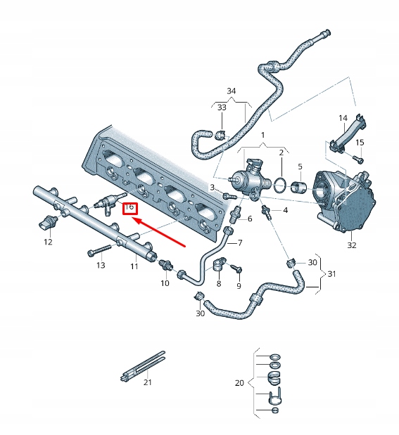 Satz 4 Stück Einspritzdüsen 06L906036AG — Audi TT Volkswagen Oe