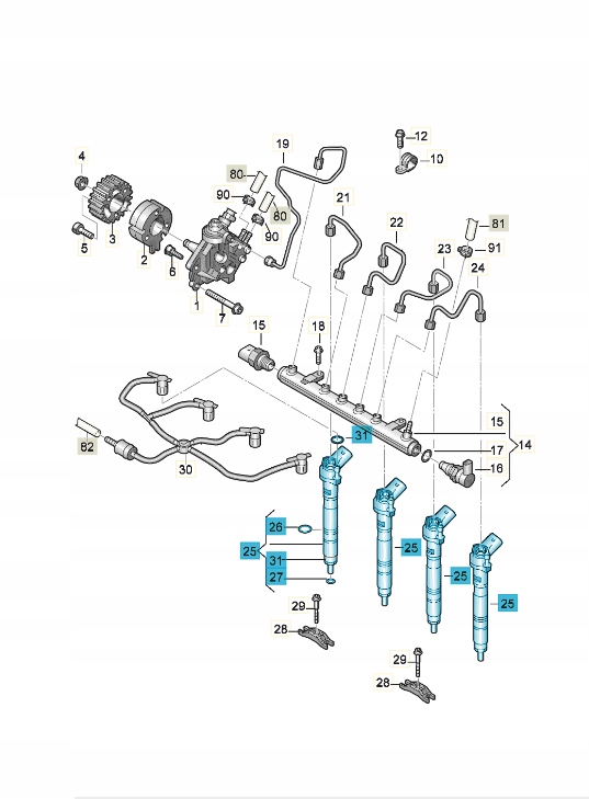 Satz 4 Stück Einspritzdüsen 0445116035 — Volkswagen Passat Bosch 2.0 TDI